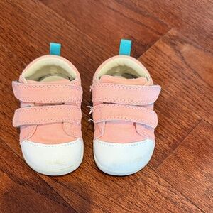 Baby Walker Shoes in Soft Pink with White Toe Cap